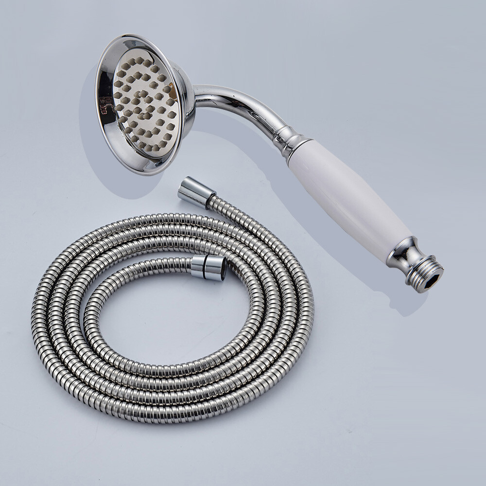 Cabezales de ducha portátiles de latón cromado pulido con juego de manguera de ducha de 1,5