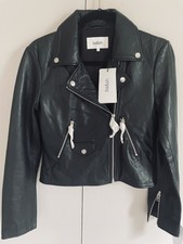 Ba&sh Leather Biker Jacket Black Size Uk 6 / Xs Bnwt