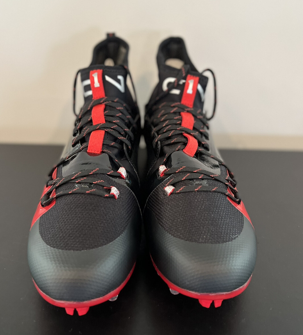 Size 13 Under Armour C1N MC Football Cleats Black Red 