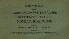 Vintage Ticket Stub Commencement Exercises Swarthmore College June 1930