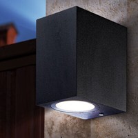 Led Wand Strahler Alu Garten Leuchte Balkon Glas Klar Dunkelgrau AußEn Lampe