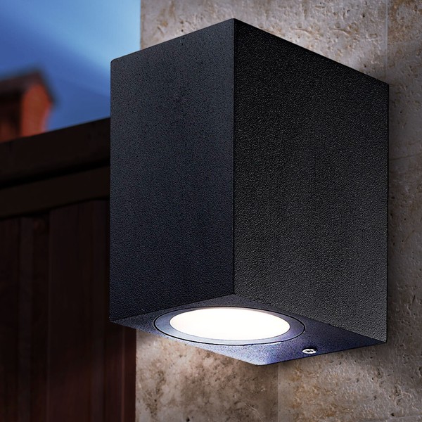 Led Wand Strahler Alu Garten Leuchte Balkon Glas Klar Dunkelgrau AußEn Lampe-image