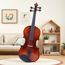 4/4 Full Size Beginner Acoustic Violin Set - Strings Set, Tuner, Antiqued