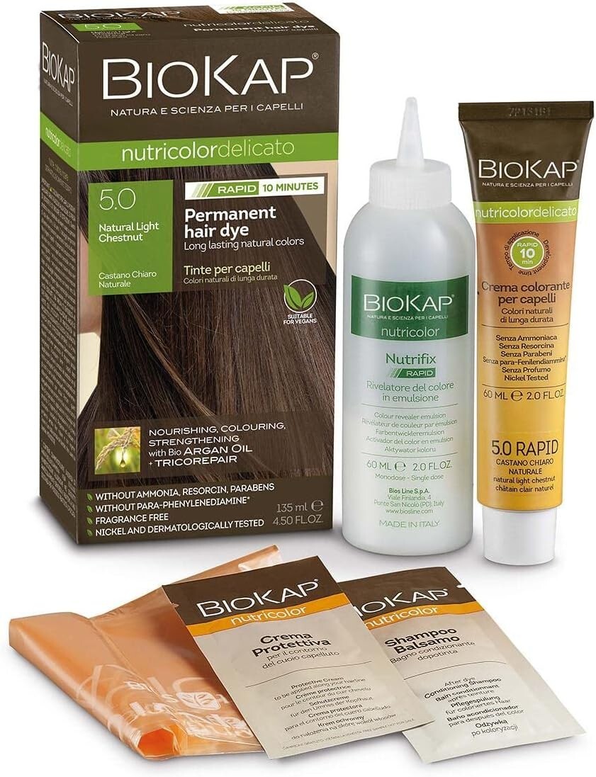 BioKap Natural Light Chestnut 5.0 Rapid Permanent Hair Dye 140 ml - 2 Pack - Image 2