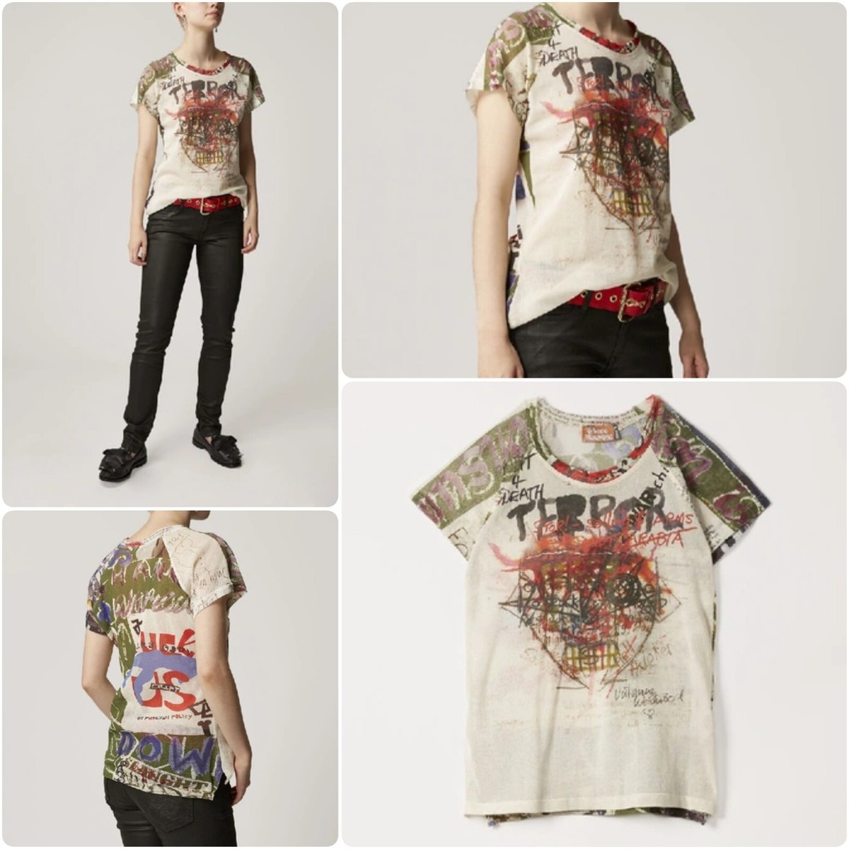 VIVIENNE WESTWOOD ROCK GRAPHIC PRINT STRETCHY MESH UNISEX T VIVIENNE WESTWOOD ROCK GRAPHIC PRINT STRETCHY MESH UNISEX T
