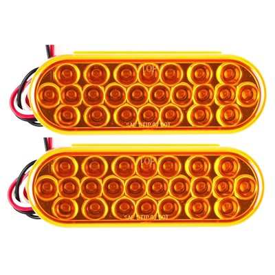 All Star Truck Parts] 6'' Oval LED Recessed Amber Strobe Light, 24 LED DOT/SAE