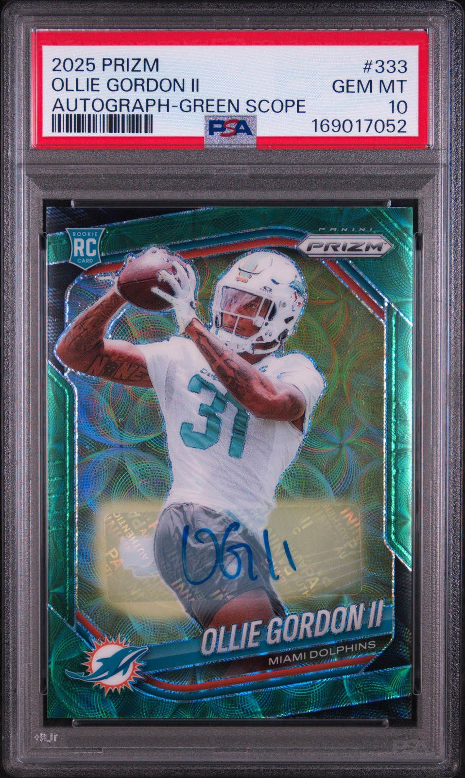 2025 PANINI PRIZM AUTO-GREEN SCOPE #333 OLLIE GORDON II 1/75 PSA 10