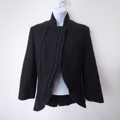 HACHE Wool Jacket / Blazer Size 40 Charcoal Italy Made Avant Garde Silhouette S