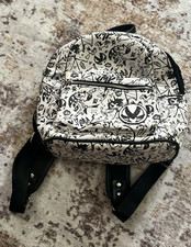 Helluva Boss Unisex Black White Faux Leather Small Zip Backpack