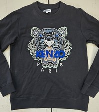 335 KENZO Tiger Embroidered Graphic Crewneck Sweatshirt Black Men's M Medium