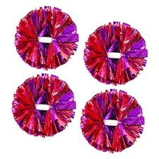 4Pcs Metallic Cheerleading Pom Poms, Creatiee 2 Pair Cheerleader Purple Red