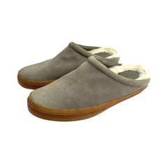 Vince shearling-lined suede slide slippers size 8 gray khaki