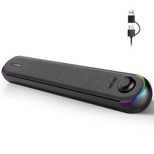 Desktop Computer Speakers, Stereo Soundbar, Bluetooth 5.3, USB/USB-C Power an...