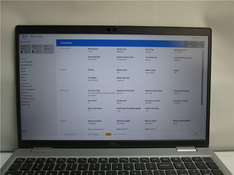 DELL PRECISION 3560, 16-Inch Laptop, with Intel Core i7-1185G7
