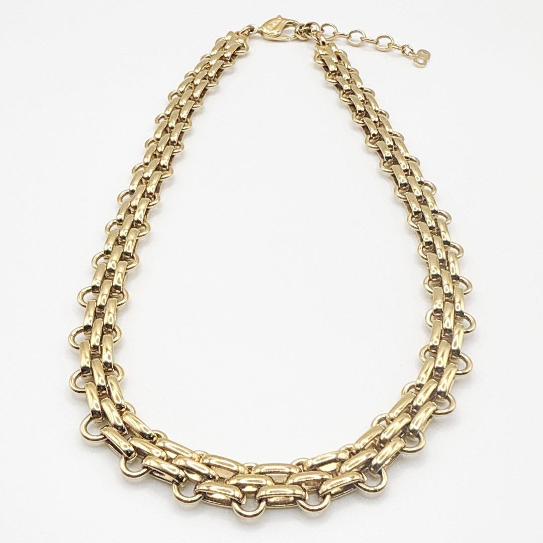 Christian Dior CD Logo Necklace Gold/Silver Unisex Vintage 90s Rare Japan