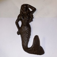 Black and Bronze Vintage Look Cast Iron Mermaid Wall Hook
