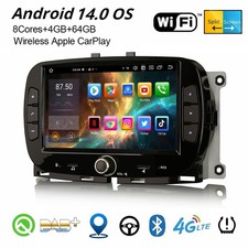 64GB Android 14 CarPlay Autoradio 8-Kern GPS DAB+ Fiat 500/500C/500S/500E Hybrid