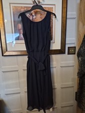 Joanna Hope Classic Navy Lined Chiffon Flutted  Hem Midi Dress BNWT Size 14