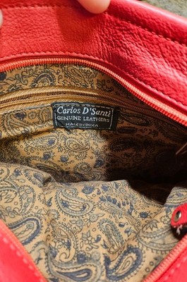 Vintage Carlos D' Santi Genuine Leather Red Handbag Purse 1990's Y2K