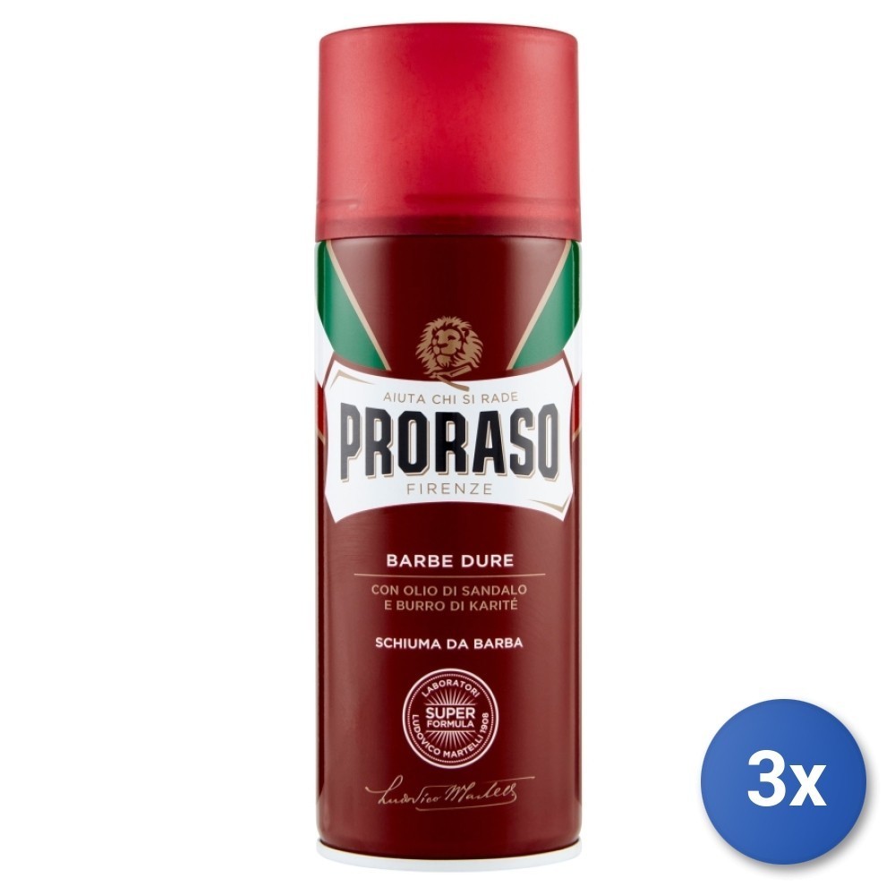 3x Proraso Shaving Foam Tough Beards 400 Ml