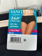 Vanity Fair Radiant Collection Size 5X / 12 Comfort Brief 360  Underwear 3 Pack
