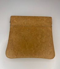 Nabob Genuine Leather Squeeze Coin Purse Coin Pouch Made In USA Beige 3.5"