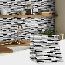 Tile stickers, 30.5 cm, 10 pieces, white and gray marble effect, Autoad