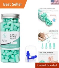 Soft Foam Ear Plugs for Sleeping, 60 Pairs, 38dB SNR, Aqua
