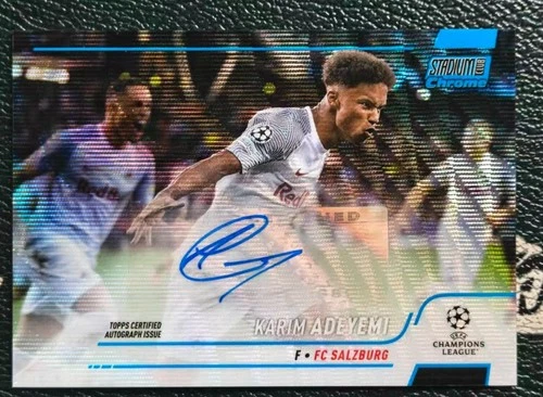 Karim Adeyemi 2021-22 Topps Stadium Club Chrome UCL Auto Blue Wave 62/75 #CA-KA