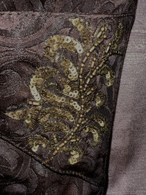 Sz 30 Brown Brocade Brass Swing Clasp Steel Boned Corset Over Breast Steampunk