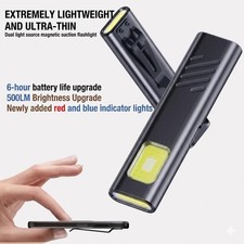 Magnetic EDC Flashlight 550LM Mini USB-C Work Light with Cap Clip  Warning LED.