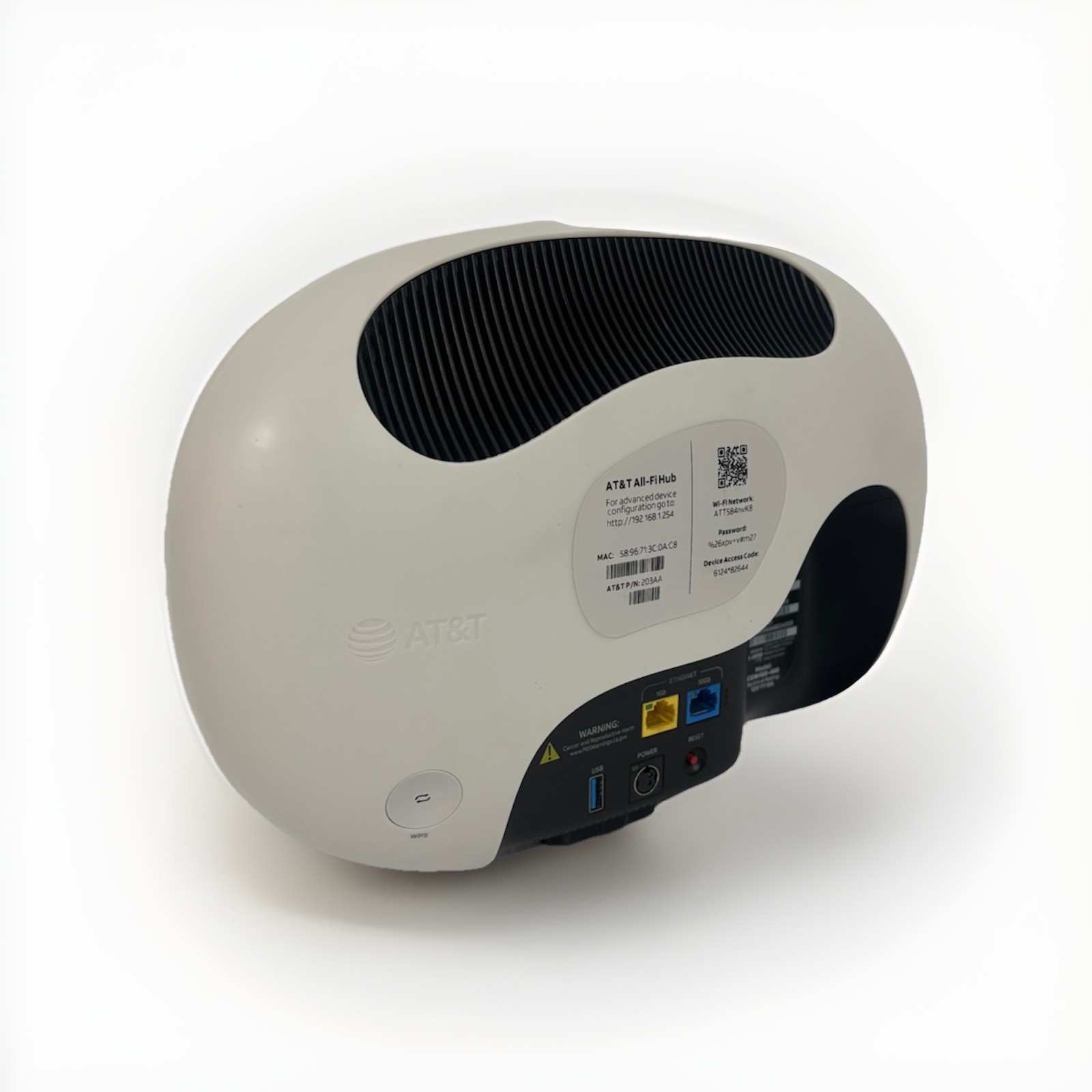 AT&T All-Fi Hub Internet Air Model CGW450-400 W/Power Supply - White ...