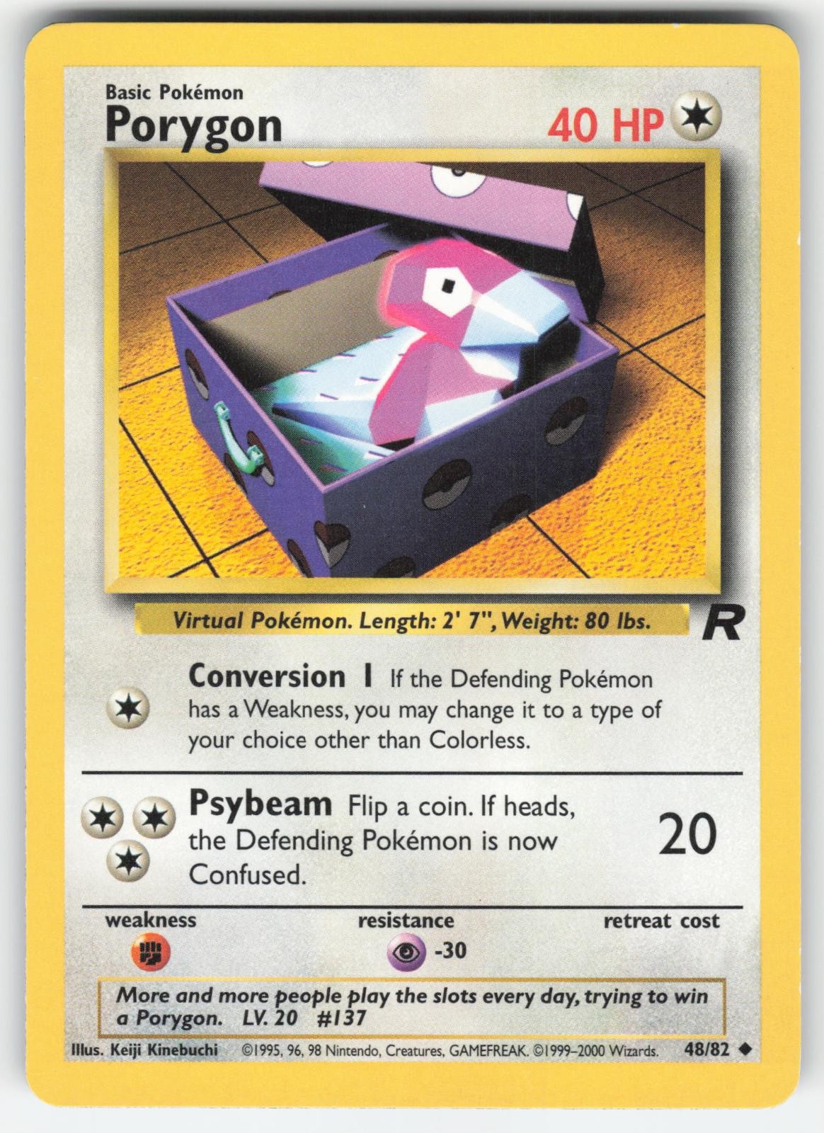 Porygon 48/82 Uncommon Team Rocket Pokemon Unlimited Moderately Played