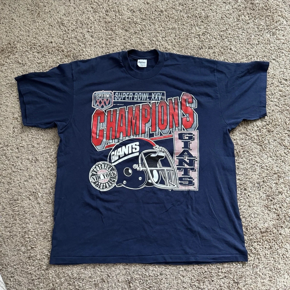 New York Giants Super Bowl XXV Champions Navy Shirt reprint