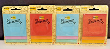 Post-it Shimmer Notes 4 Pack Lot 135 Sheets ea X 4 Red Yellow Blue Green Orange