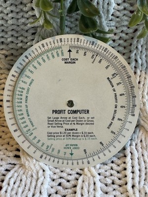 Vintage Profit Computer Circular Slide Rule 4.25  Pricing Margin Calculator