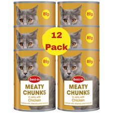 Bestin Cat Food Meaty Chunks in Jelly Chicken 400g x12 Adult Wet Food 3.37 per kilo