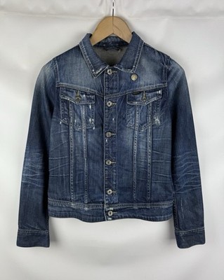 G Star Raw Ladies Slim Tailor Denim Distressed Trucker Jacket Size S