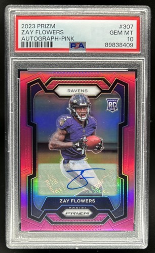 2023 Panini Prizm Zay Flowers Auto Pink RC #307 Ravens PSA 10 GEM MINT Rookie