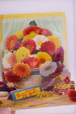 PopShots PS 241 3D Daisies Birthday Pop Up Card Vintage Used
