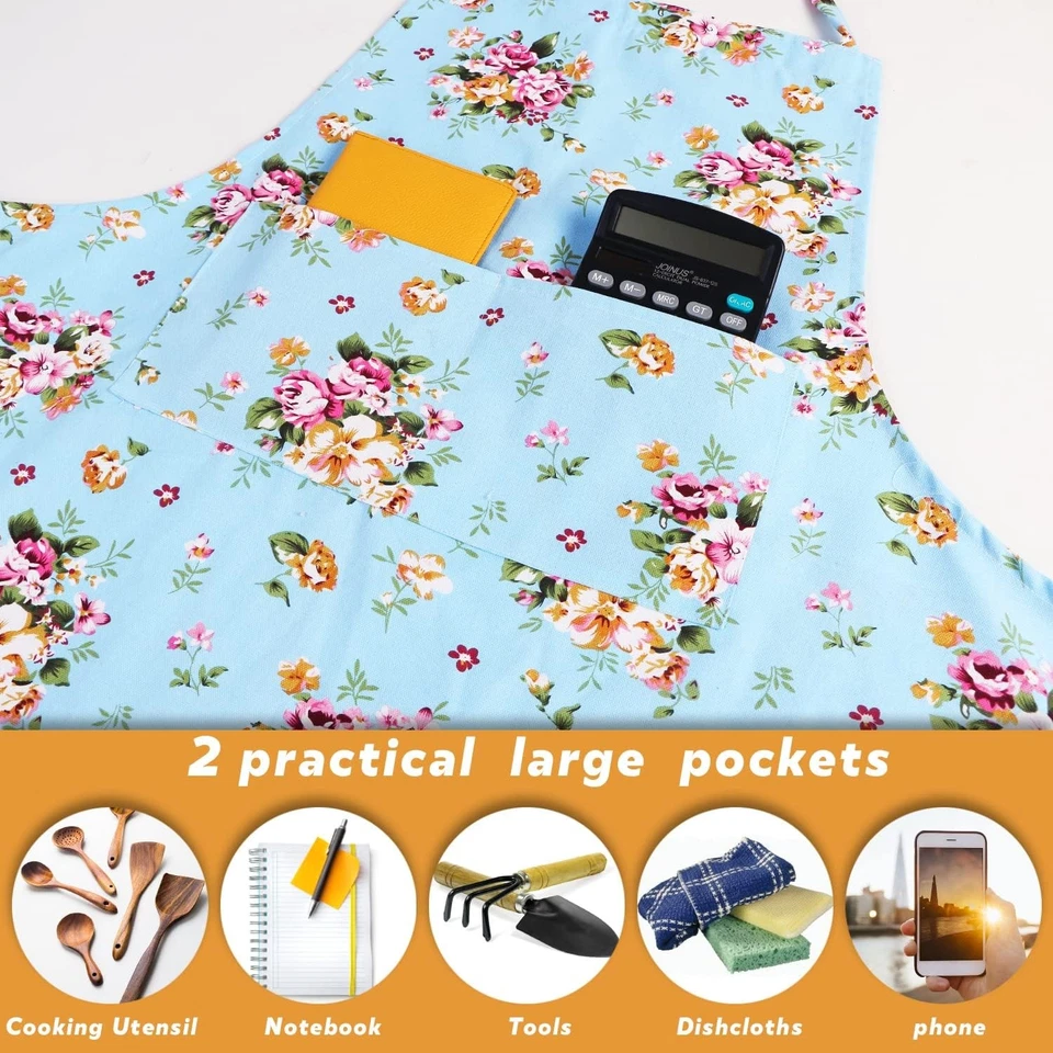 Sanlykate Extra Large Canvas Cotton Apron for Men & Women, Plus Size Blueness  - Image 4 of 4