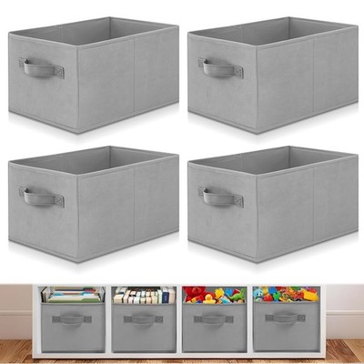 4 Pcs Cube Storage Bin Gray 14''x10''x8'' Storage Bins for Playroom Decor Col...