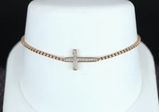 $2,900 David Yurman 18K Yellow Gold Pave Diamond Cross Cable Adjustable Bracelet