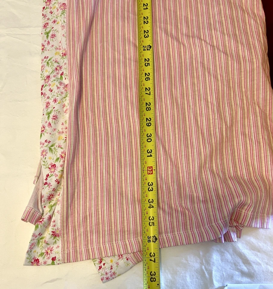 Bata kimono a rayas con ribete floral talla XL bolsillos algodón Aria para mujer  Foto 4 de 4