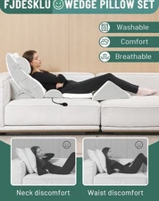 6PCS Orthopedic Wedge Pillow Set for Sleeping, Memory Foam Post Surgery