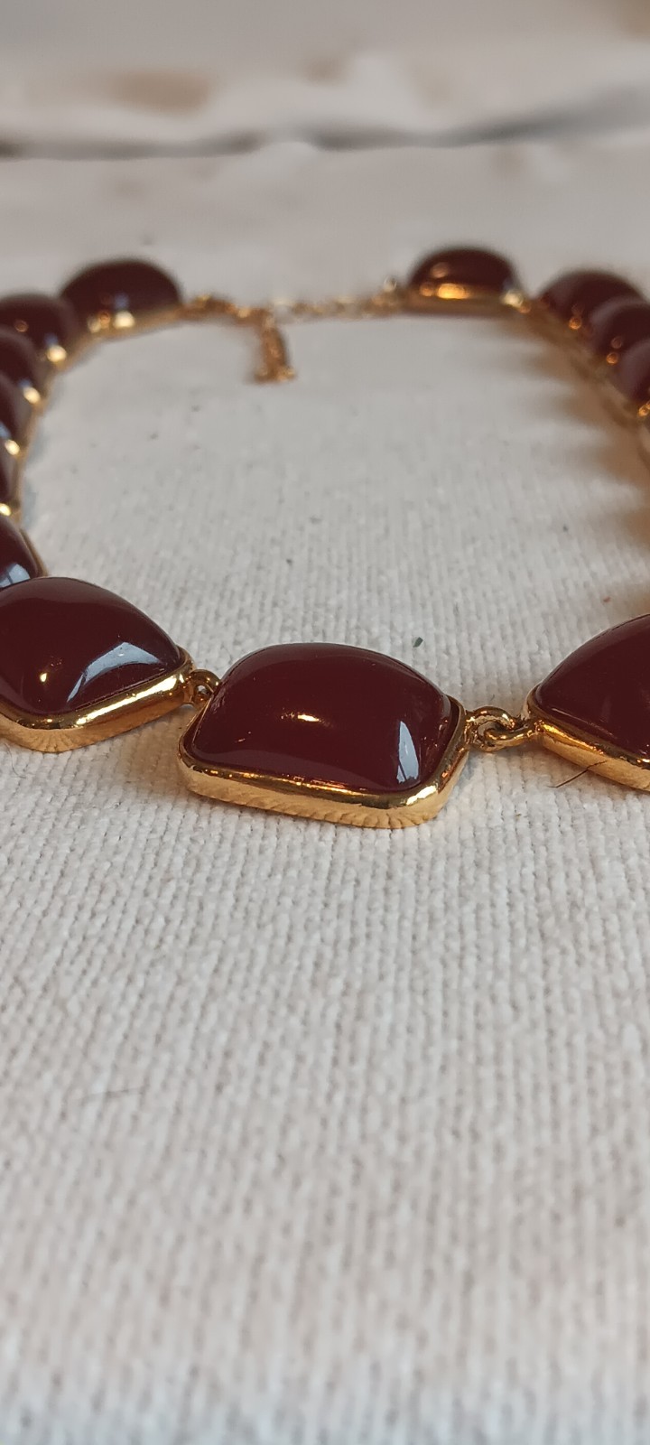 Vtg. KJL Kenneth Jay Lane Red Jelly Cabochon Gold… - image 2