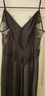 Vintage Victorias Secret Black Long Lace Netting Satin V-Back Nightgown Med EUC — photo 8