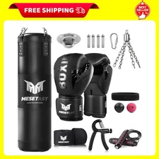 Mesetast Punching Bag for Adults, 4ft Heavy Boxing Bag Set with 12 OZ Gloves