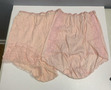 Vtg Skintees Nylon Ruffle Laced Flower Pink Panties Granny High Waist Underwear