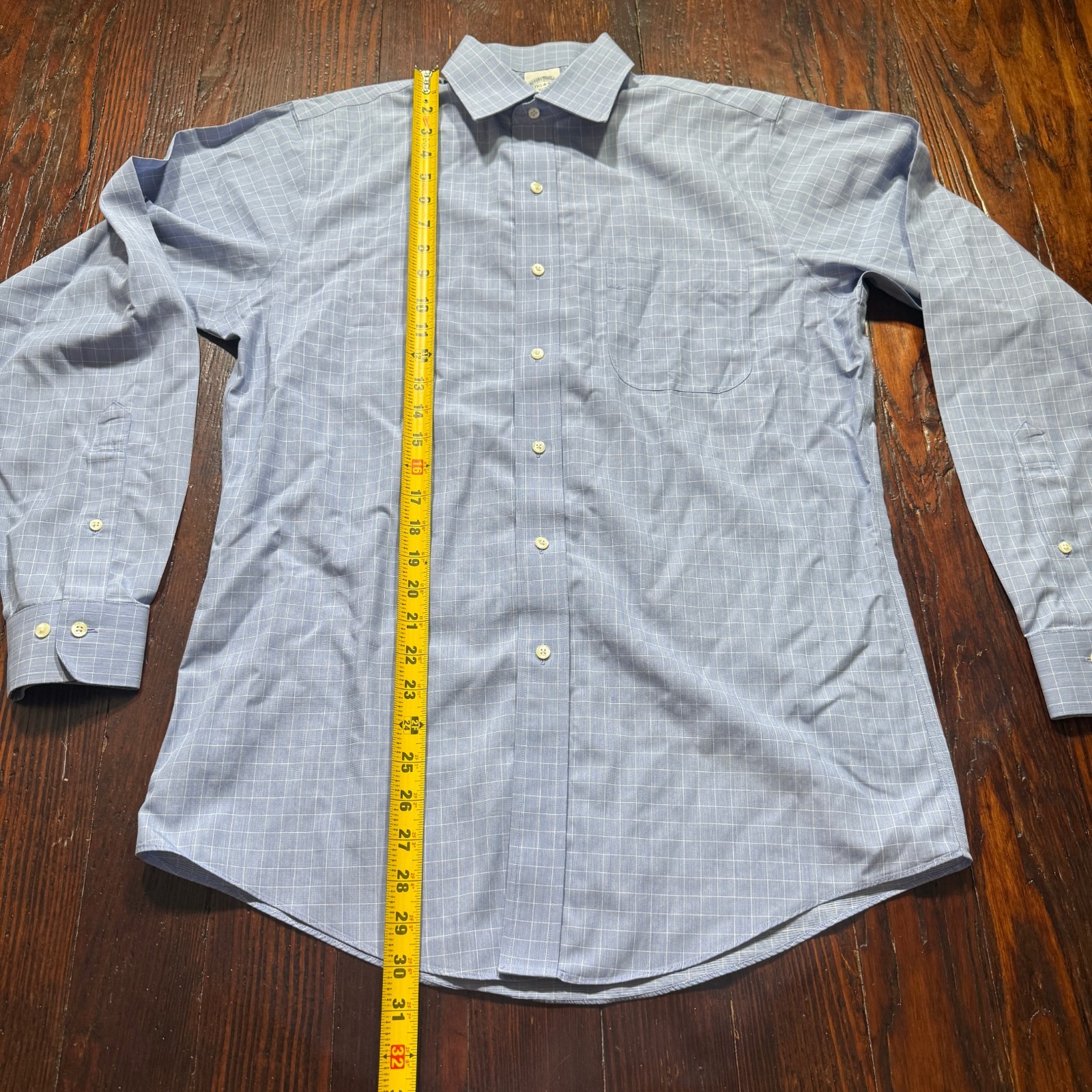 Brooks Brothers Shirt Men 15.5 - 4/5 Blue Windowpane Plaid 346 Slim Fit Non Iron thumbnail 3